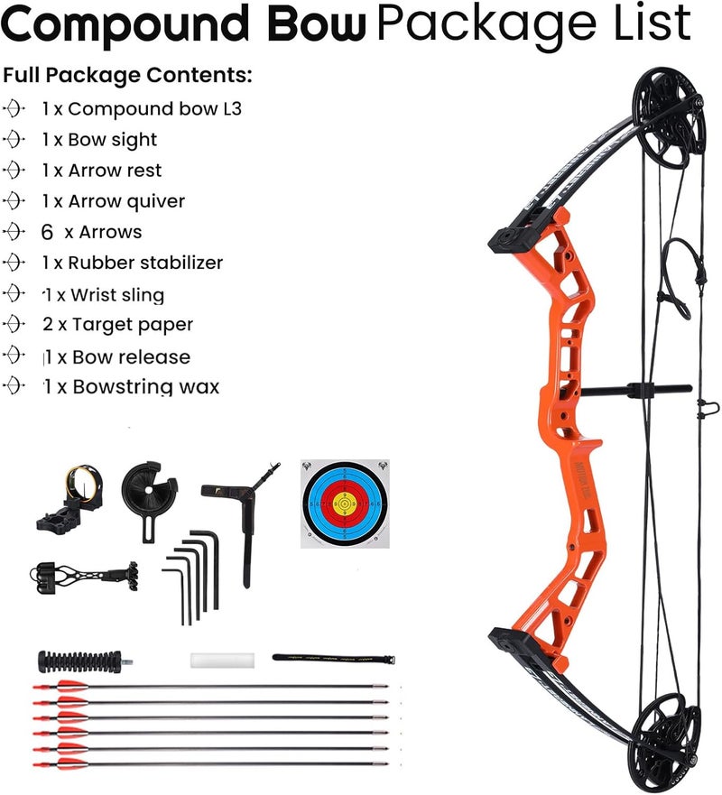 motion zeus Junior Compounnd Bow Set for Youth & Kids,Beginners and Women Bow Draw Length 16"-28",Draw Weight 10-40Lbs,290fps，Adjustable - Image 3